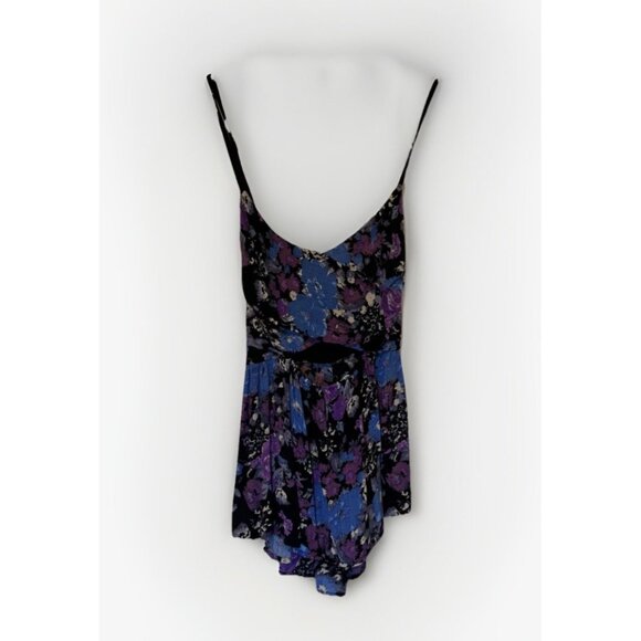Free People Womens Top M Purple Boho Some Like‎ It Hot Floral Cut Out Strappy - Picture 2 of 14